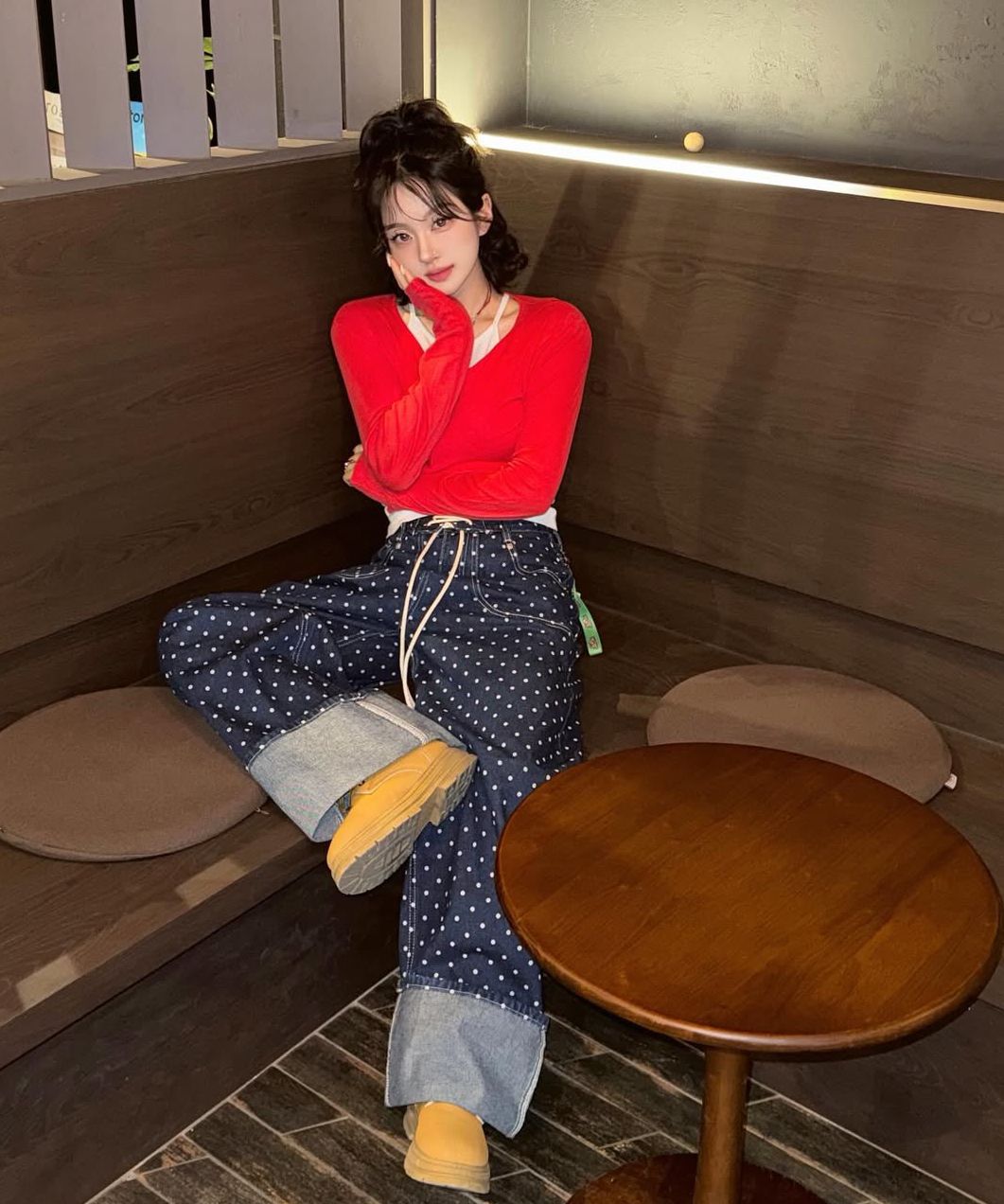 ★韓国大人気★【FANCY CLUB】STRING DOT ROLL-UP PANTS 92243065b_b_20_500.jpg