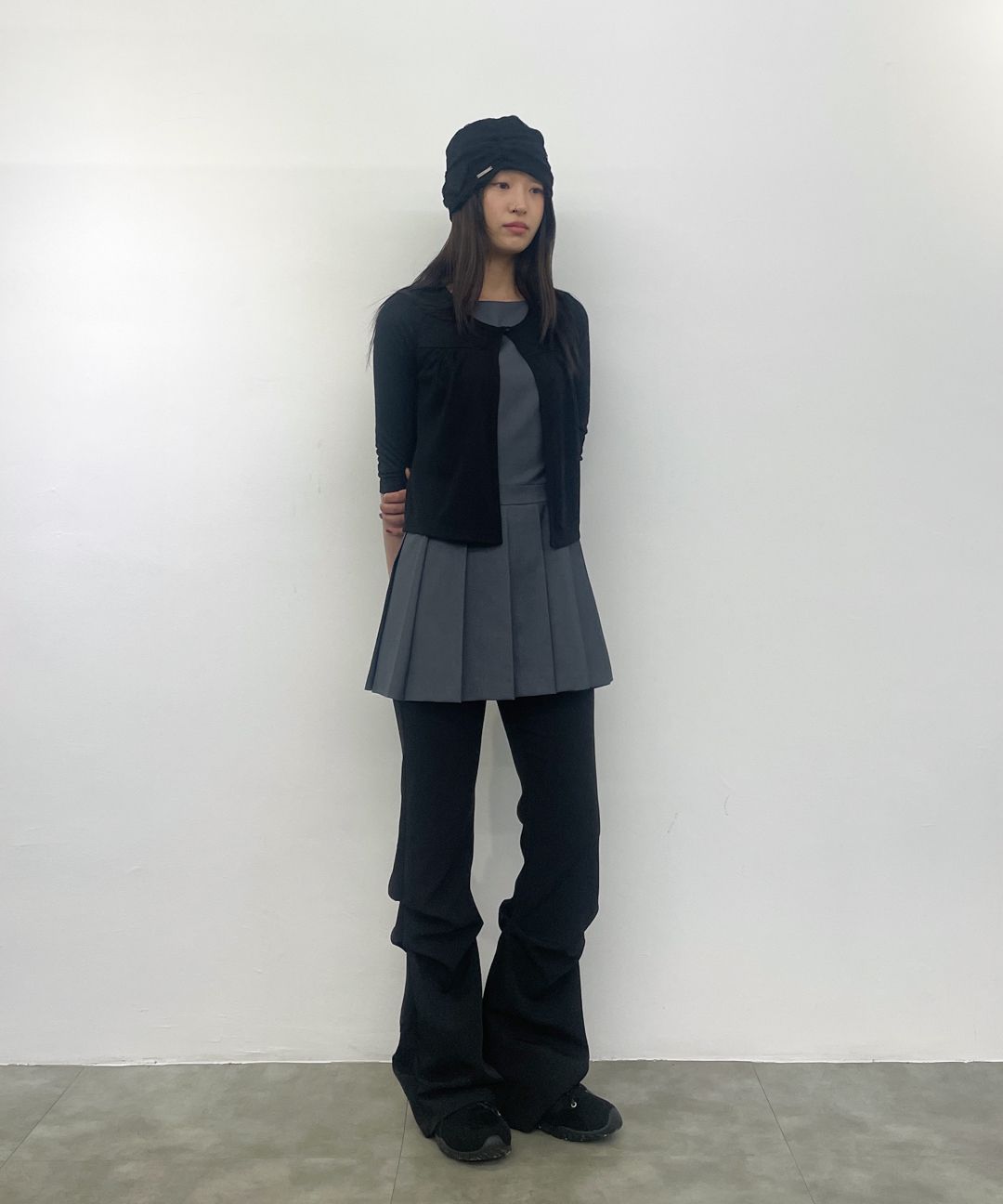 MUSINSA | MISEKI SEOUL Shirring bootscut pants BLACK