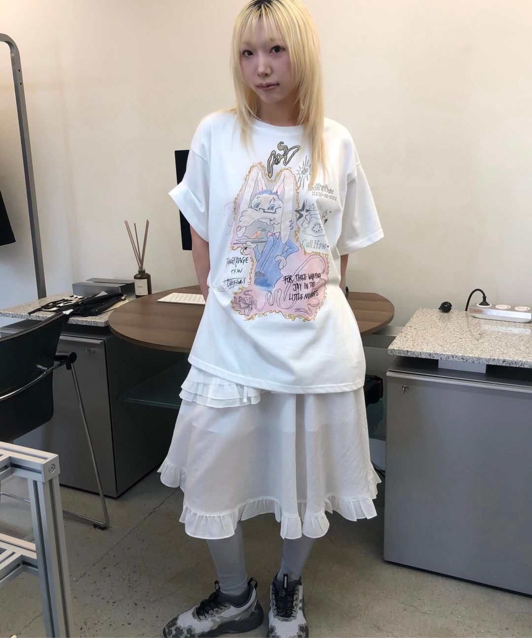 MUSINSA | TYPESERVICE Rabbit Ruched Top [White]