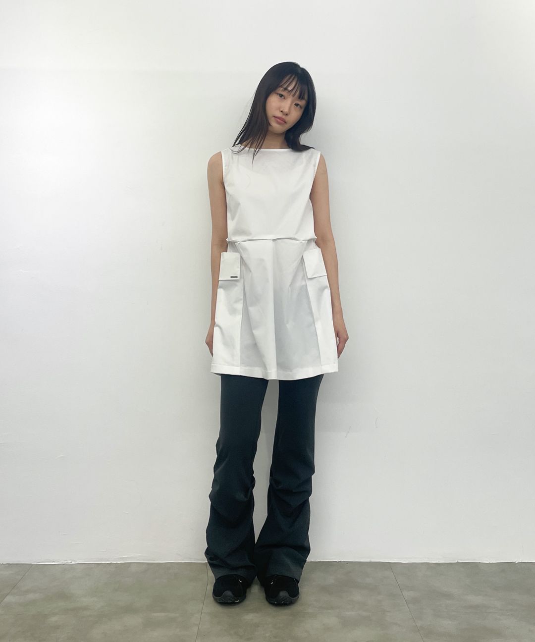 MUSINSA | MISEKI SEOUL Draped shirt skirt pants SET CHARCOAL