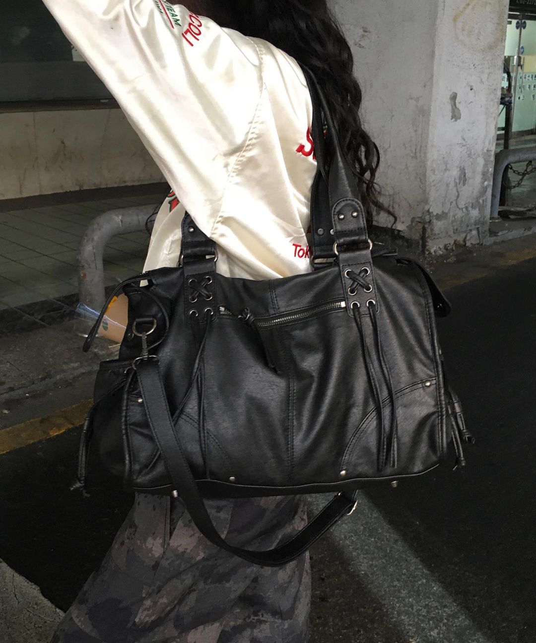 【FANCY CLUB】Belted washed leather bag ★韓国人気★ 追跡付 FANCY CLUB】Belted washed leather bag ☆韓国人気☆ 追跡付