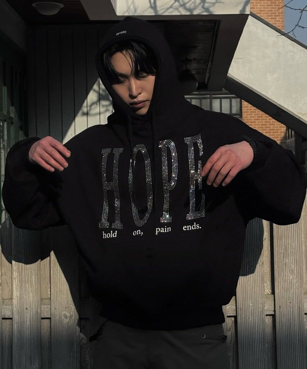 MUSINSA | GRAILZ PAIN ENDS HOODIE [BLACK]