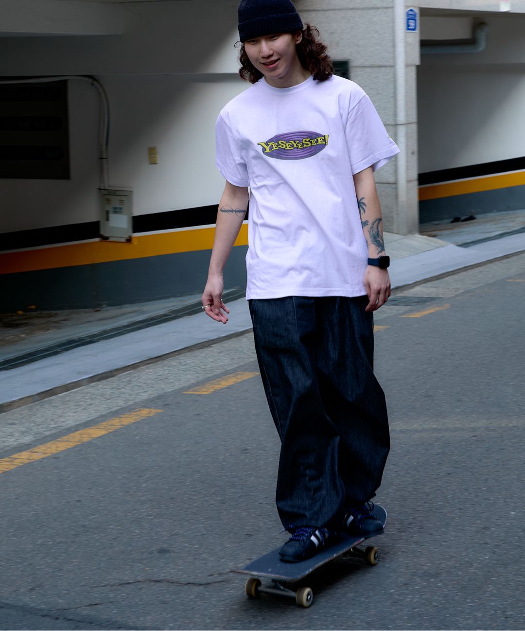 ★2025SS新作★YESEYESEE★Adjustable X-Hook Easy Denim Pants yeseyesee® :: Adjustable X-Hook Easy Denim Pants Black