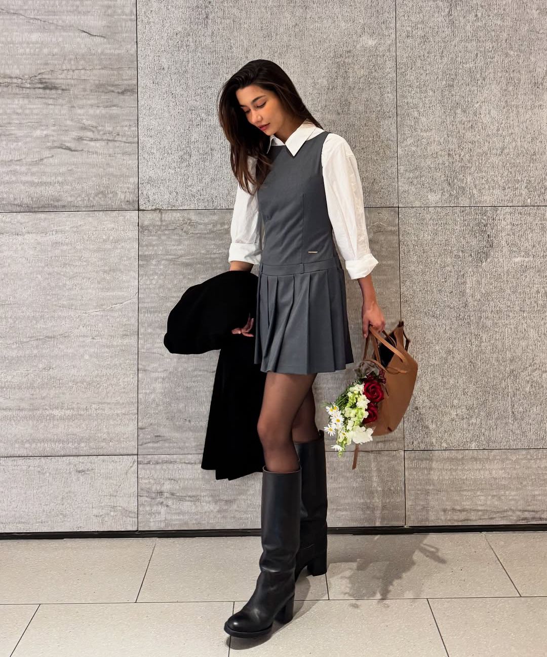 ◆MISEKI SEOUL◆ Pleats one piece CHARCOAL MSK251OP02CH MUSINSA | MISEKI SEOUL Pleats one piece CHARCOAL