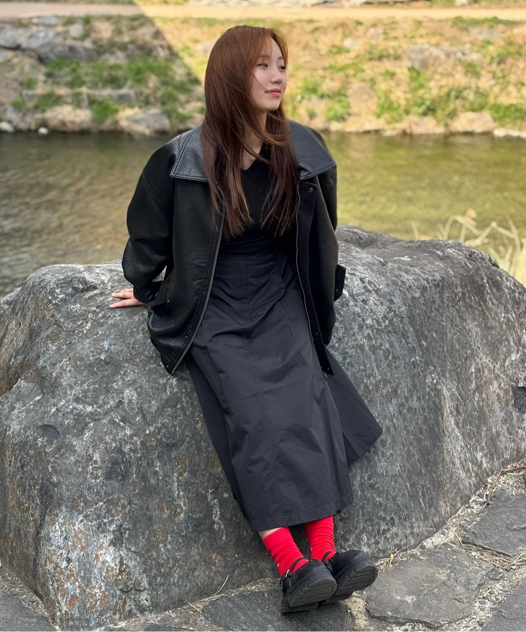 MUSINSA | LADY VOLUME 9180 Washing Leather Oversized Jacket (BLACK)