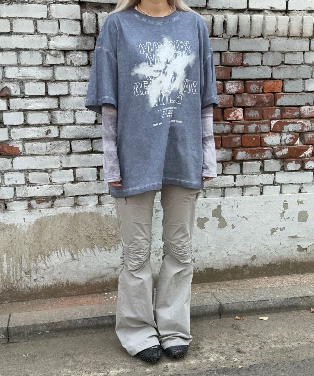 MUSINSA | MAISON MINED FALLING STAR WASHING HALF T BLUE