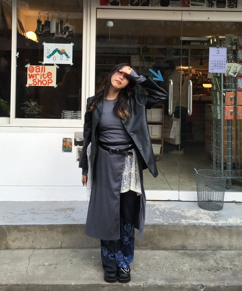 MUSINSA | MISEKI SEOUL Long layered cardigan one piece BLACK