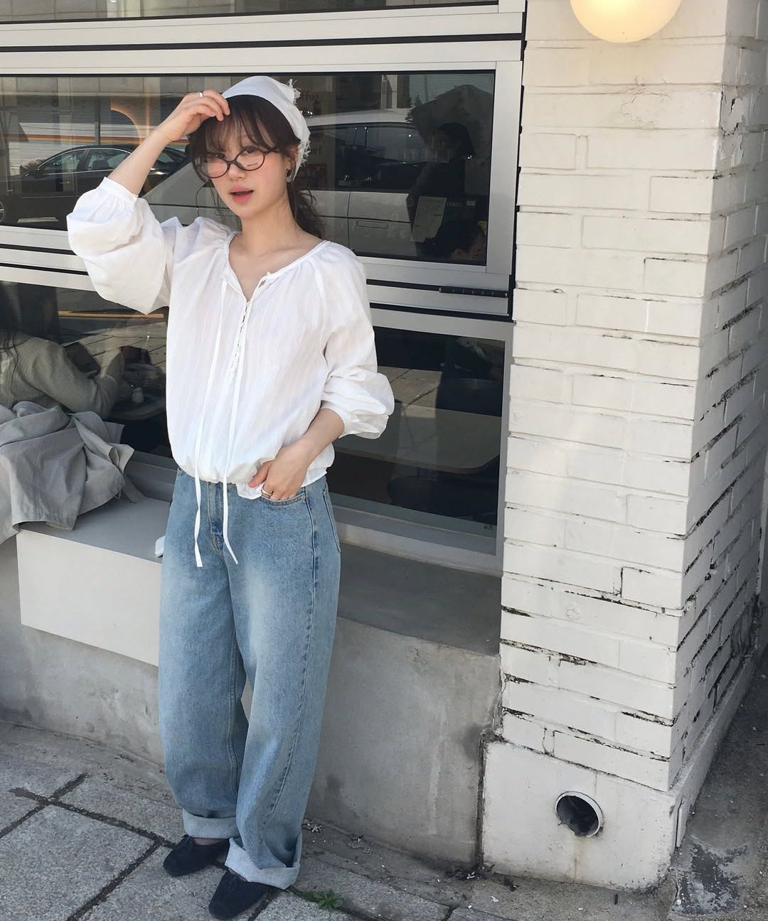 MUSINSA | MISEKI SEOUL Signature logo round glasses MAROON