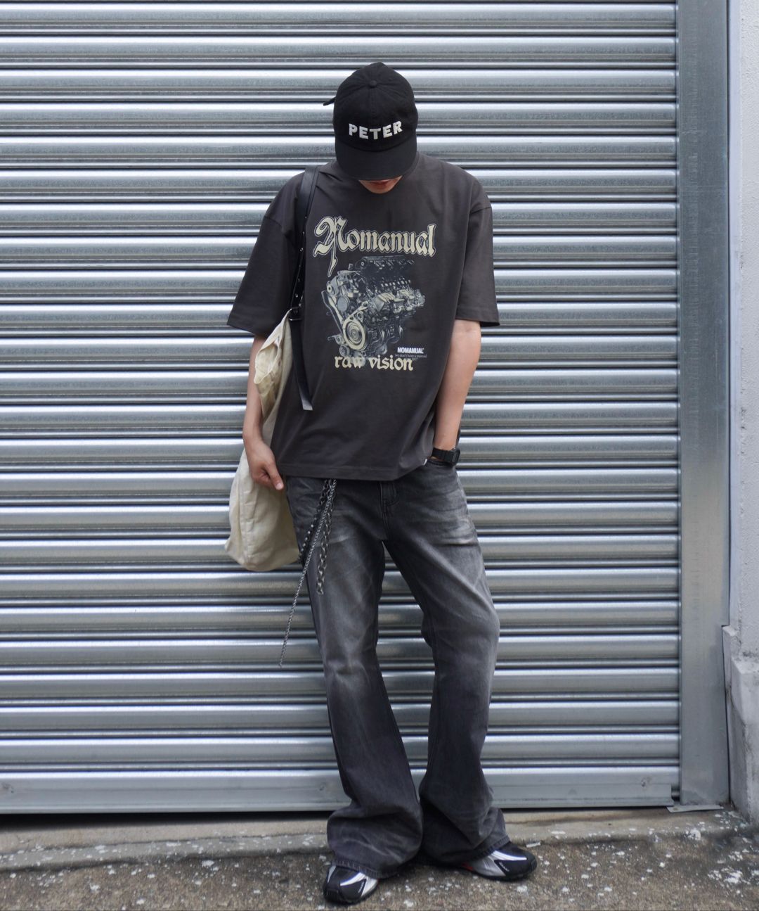MUSINSA | NOMANUAL NM ENGINE T-SHIRT - BLACK