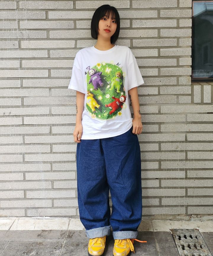 Tシャツ・カットソー LAUGHER Teletubbies Garden Purple T-Shirt White TE21 MUSINSA | LAUGHER [Teletubbies] Garden Teletubbies T-Shirt
