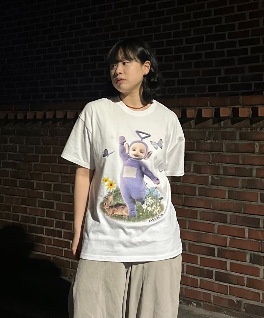 Tシャツ・カットソー LAUGHER Teletubbies Garden Nana T-Shirt White TE25 MUSINSA | LAUGHER [Teletubbies] Garden Nana T-shirt - White