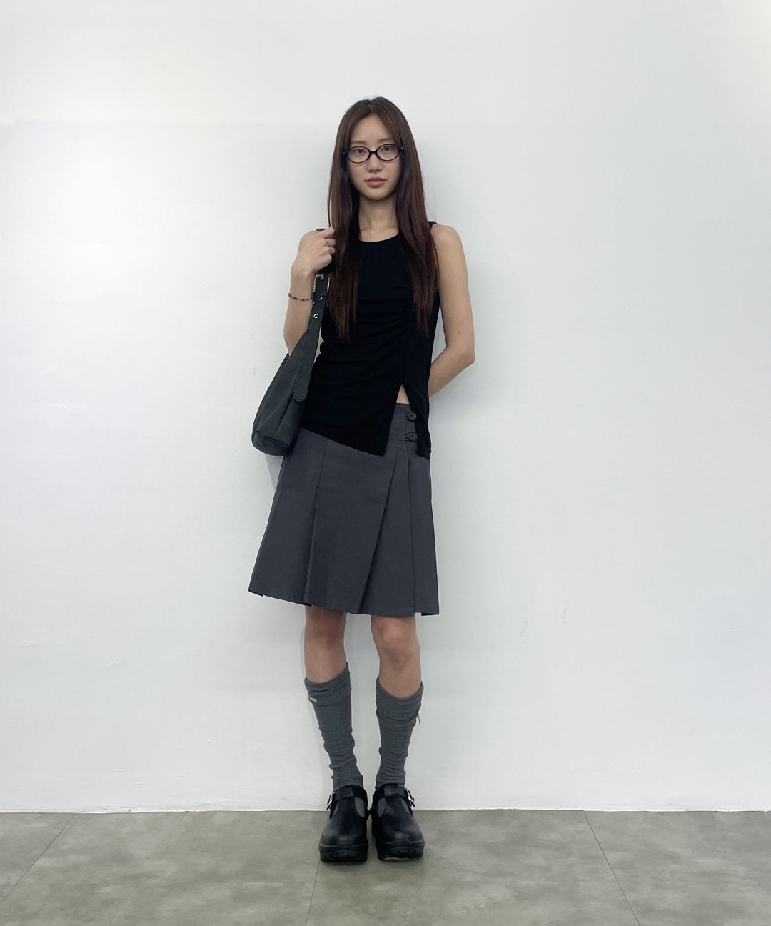 ◆MISEKI SEOUL◆ Pleats wallet cross bag BLACK MSK253AC02BK MUSINSA | MISEKI SEOUL Belted flat shoulder bag BLACK