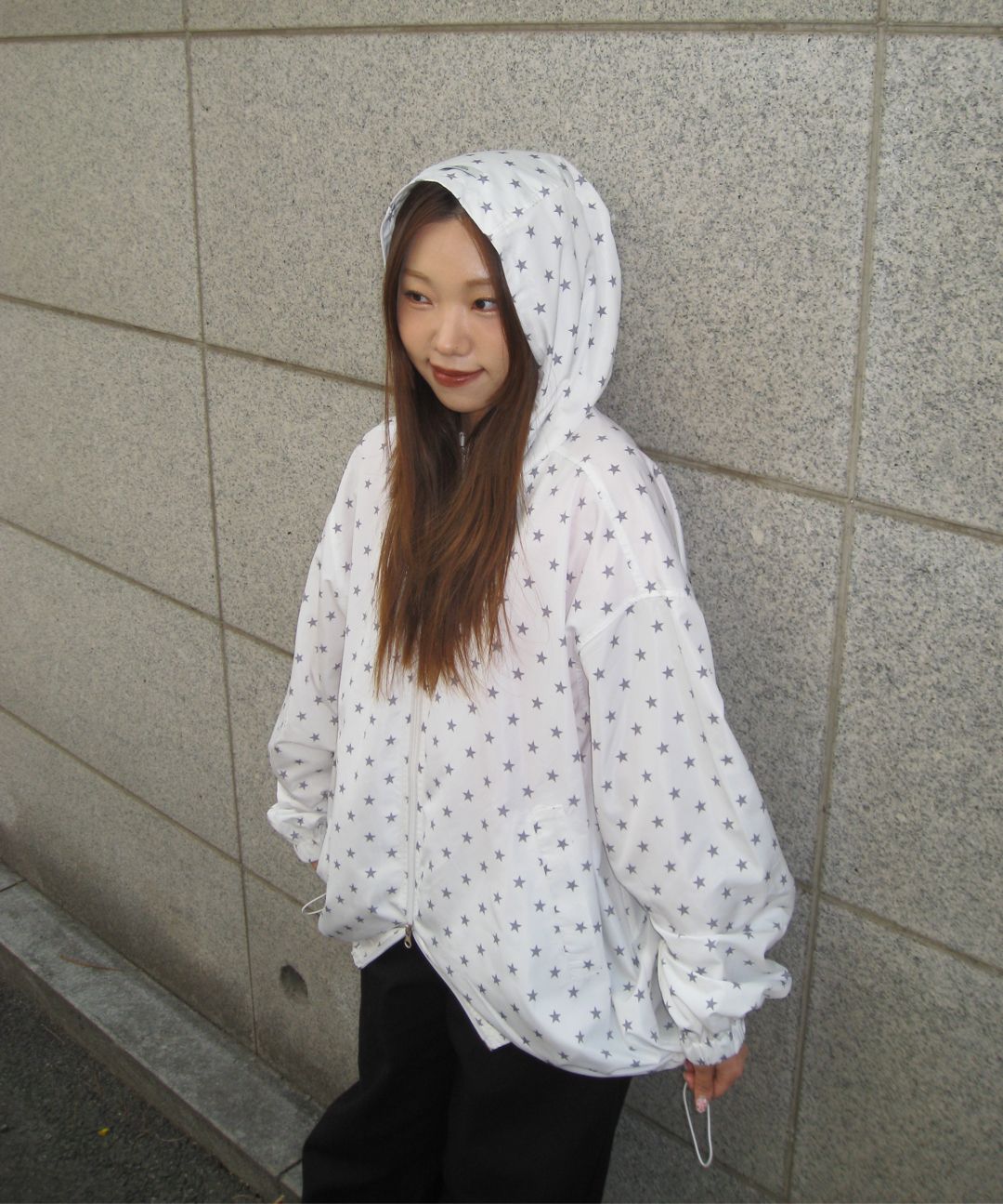 25SS新作【RONRON】HOODED WINDBREAKER JUMPERホワイトスター柄 MUSINSA | RONRON HOODED WINDBREAKER JUMPER WHITE STAR