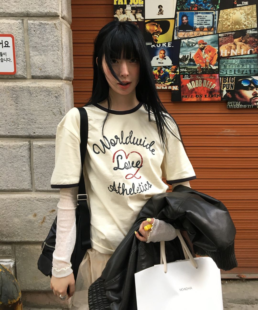 ★MIM the wardrobe★ Vintage Heart Ringer T-Shirt Cream MW25 MUSINSA | MIMTHEWARDROBE Vintage Heart Ringer T-Shirt_Charcoal