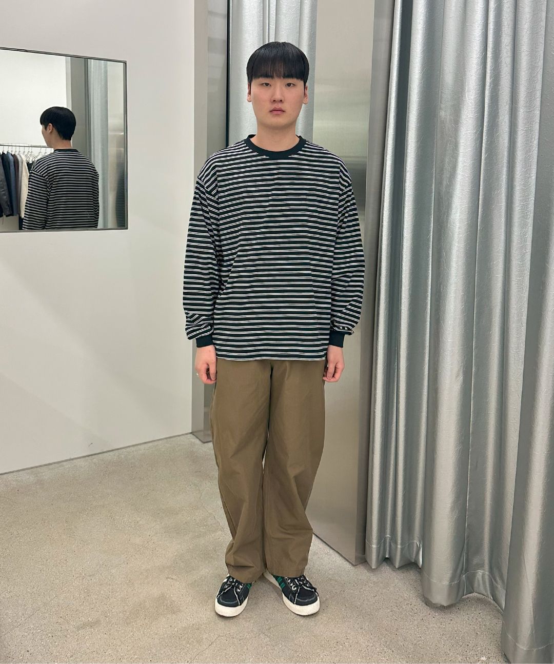 MUSINSA公式 | MILLO ARCHIVE Layered Stripe Long Sleeve [Black]