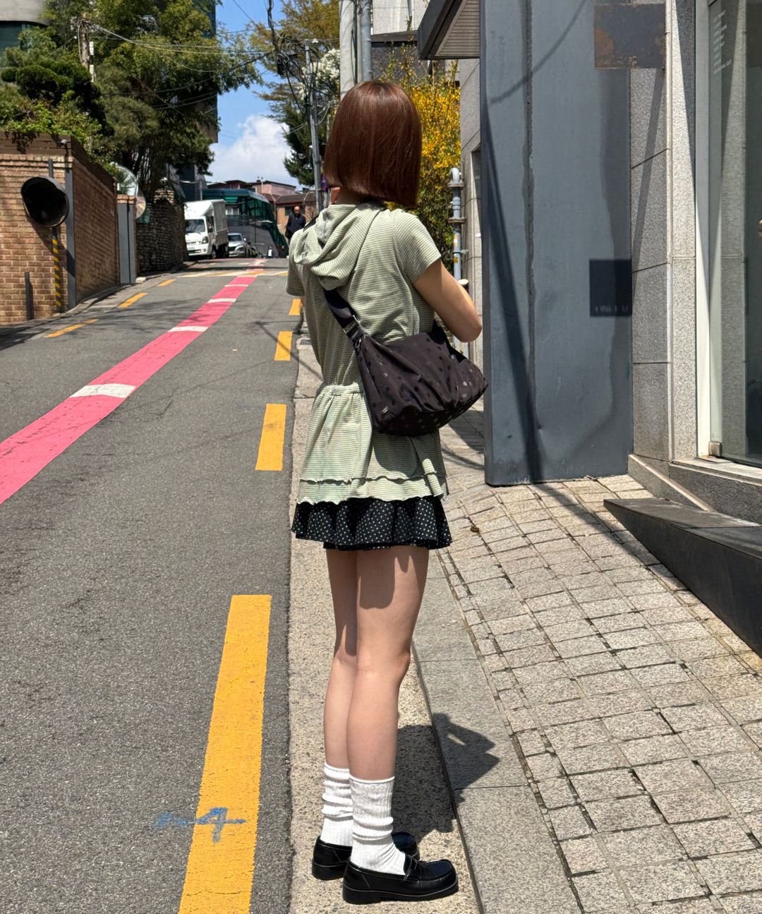 MUSINSA公式 | RONRON PLEATS BANDING MINI SKIRT DOT BLACK
