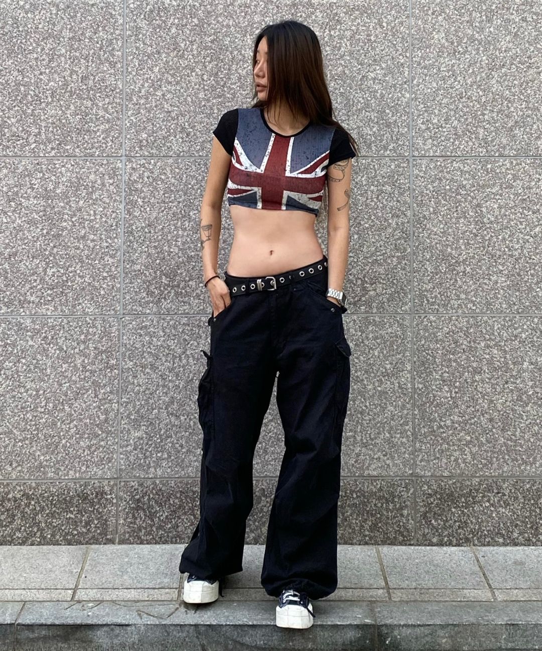 トップス sculptor Union Jack Baby Tee Black Lsize Union Jack Baby Tee Black – Sculptor