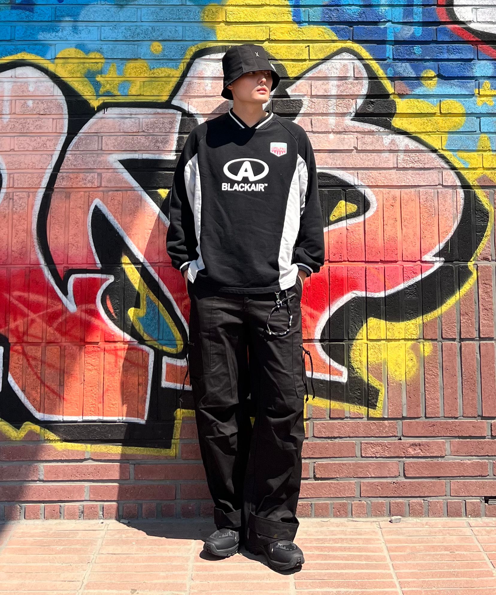 MUSINSA | VARZAR Stud Drop Overfit Bucket Hat Black