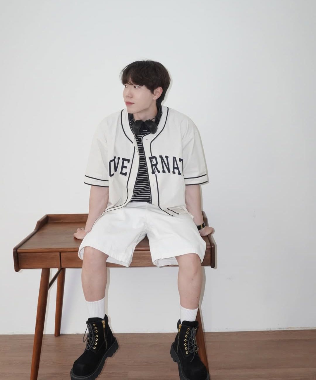 MUSINSA公式 | COVERNAT Arch Logo Baseball Half Shirt Dark Navy