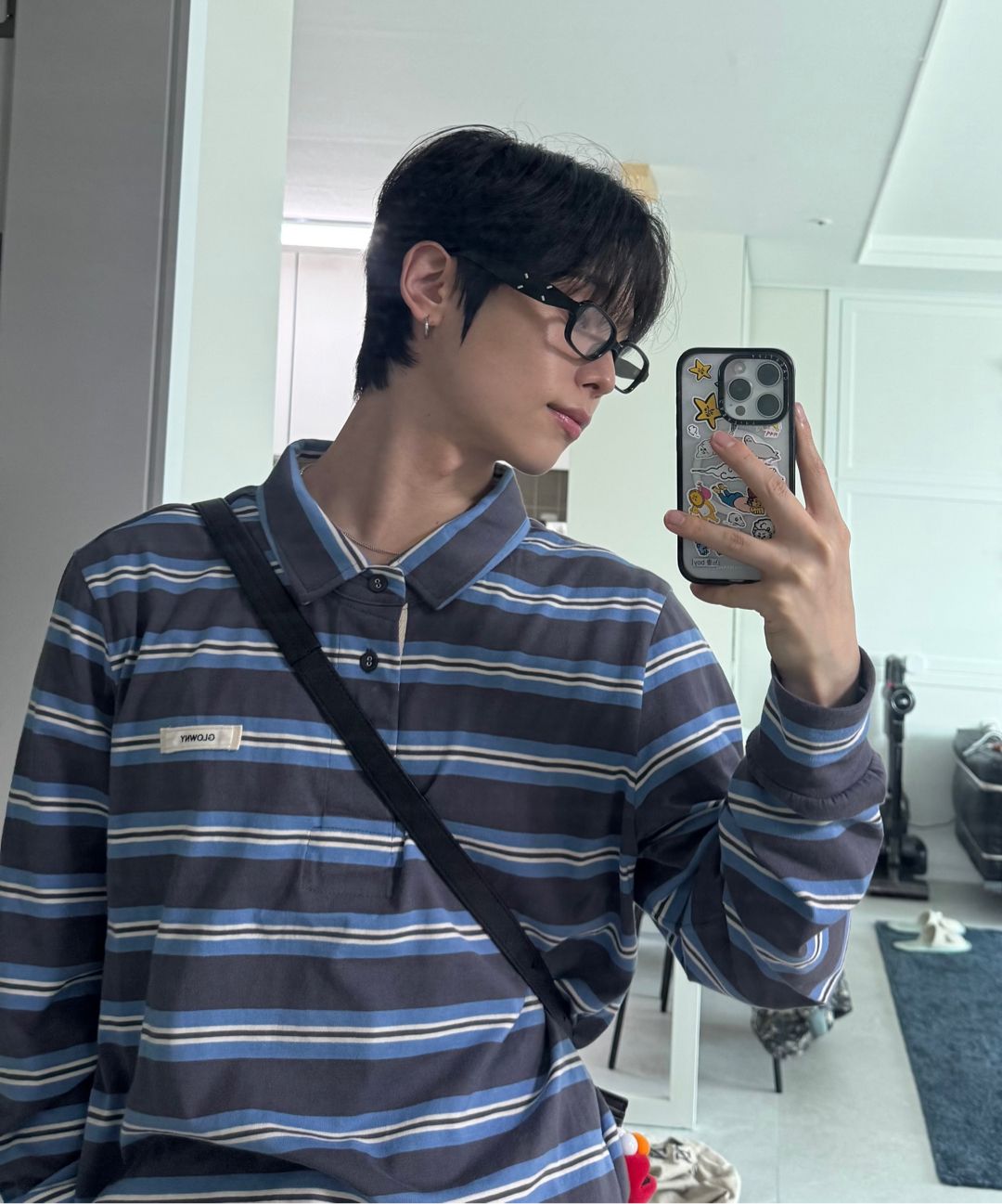 MUSINSA公式 | GLOWNY TERRY PK LONG SLEEVE (BLACK)