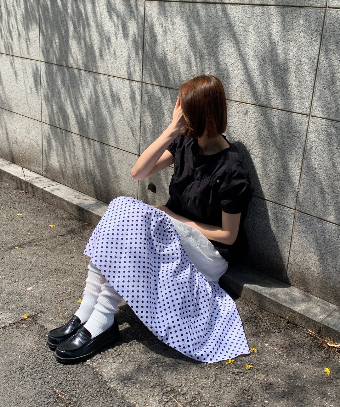 ★ronron★ DOT LACE MIX PATCH CANCAN LONG SKIRT WHITE NAVY MUSINSA | RONRON DOT LACE MIX PATCH CANCAN LONG SKIRT WHITE