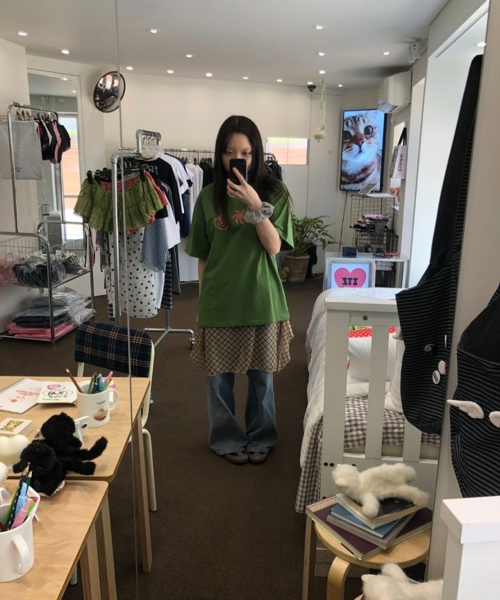 MUSINSA | ITZAVIBE YELLOW CHECK LAYERED WRAP MIDI SKIRT