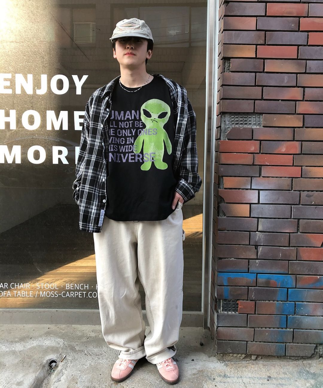 MUSINSA | HOODHOOD Alien slogan overfit short sleeve t-shirt