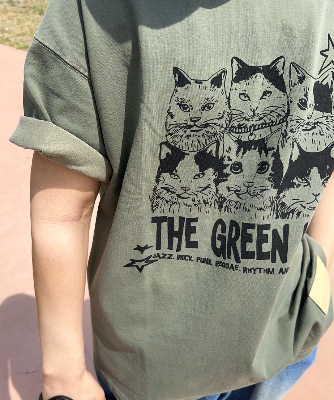 MUSINSA | THE GREEN LAB Pigment Music Cat Overfit Short