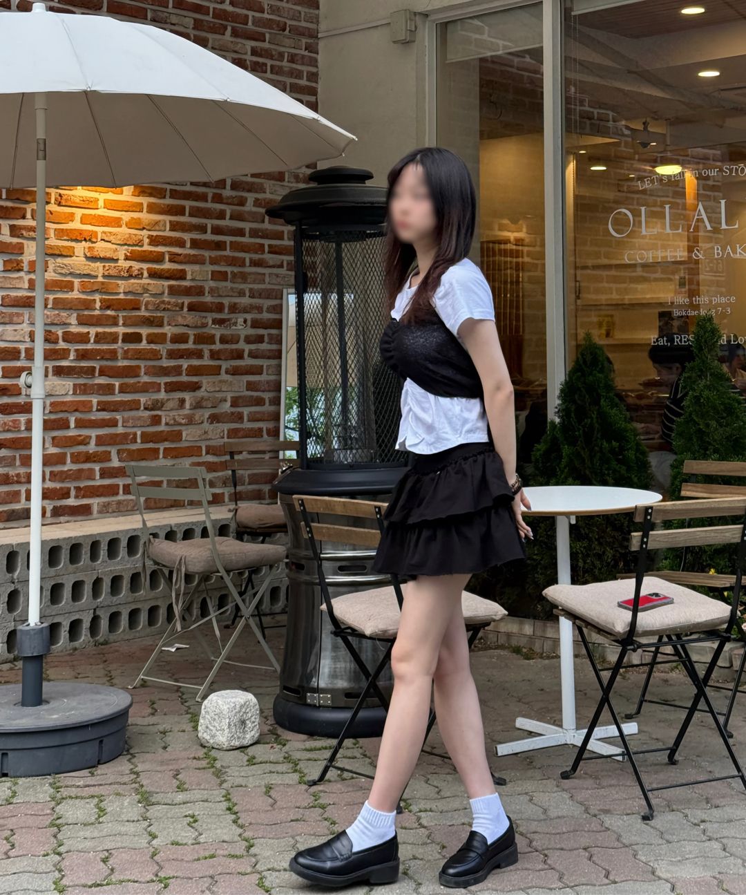 ★FLARE UP★ Bustier Layered TShirt FL122WhiteBeige Bustier Layered T-Shirt (FL-122_White&Beige) - FLAREUP | 60