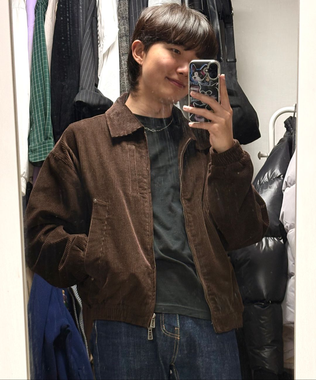 MUSINSA | DIMITRI BLACK 2WAY Crop Corduroy Drizzler Jacket_Olive