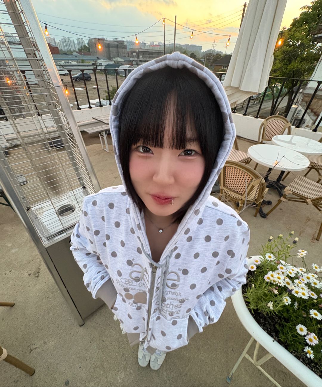 MUSINSA公式 | AEAE WEB LOGO CROP HOOD ZIP UP [DOT CHARCOAL]