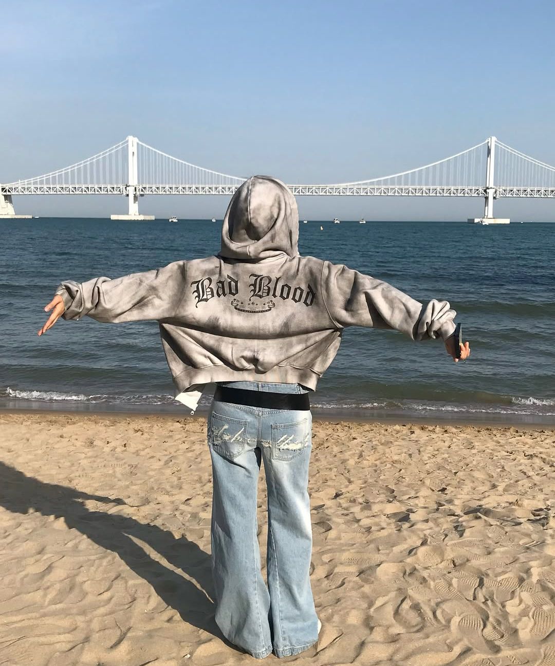 MUSINSA | BADBLOOD Lion Patch Hoodie - Washed Black