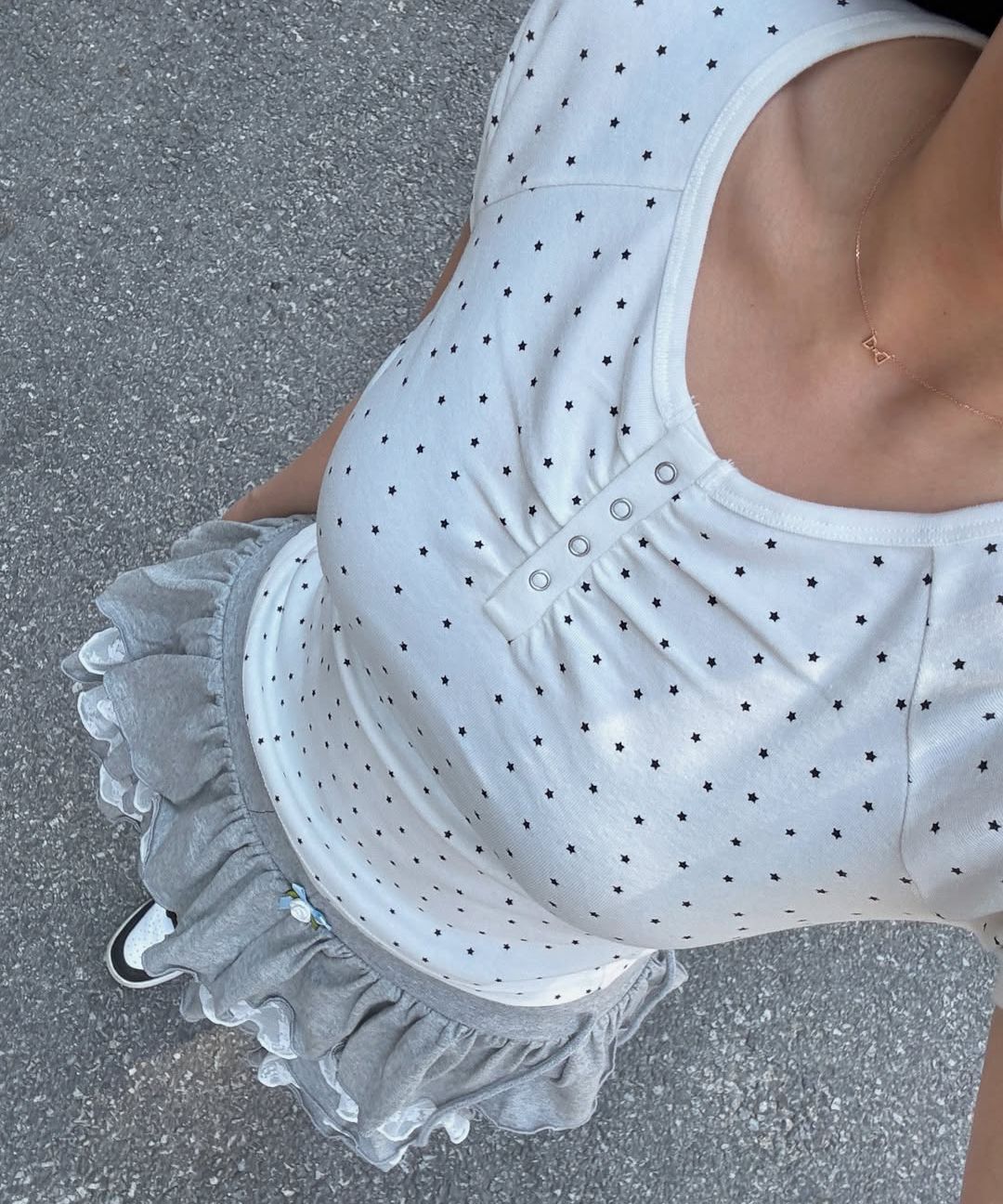MUSINSA | NIIER NOR SHIRRING STAR BUTTON DOWN TEE_IVORY