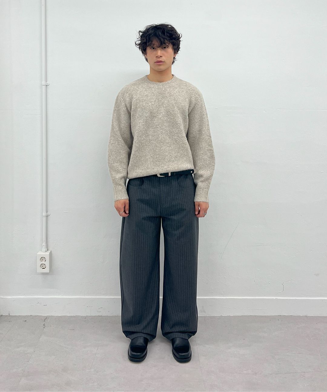 MILLO ARCHIVE ♥ Crop Silhouette Knit/ 追跡付 MUSINSA | MILLO ARCHIVE Crop Silhouette Knit [Melange Gray]