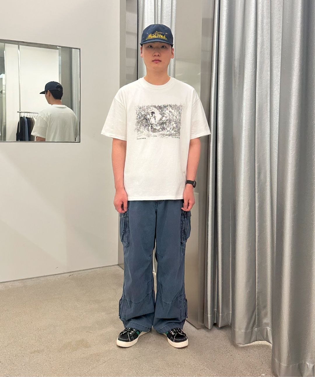 ●MILLO ARCHIVE● CINERY EMBROIDERY FLAT CAP NAVY ML553NAV MUSINSA | MILLO ARCHIVE CINERY EMBROIDERY FLAT CAP [CEMENT GREY]