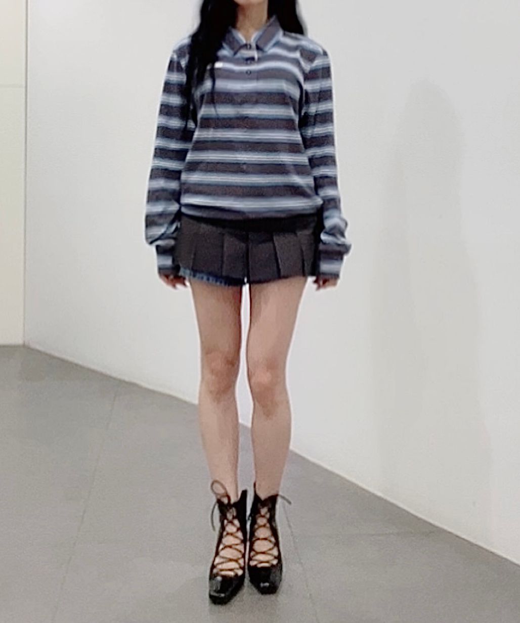 ★GLOWNY★TERRY PK LONG SLEEVE (CHARCOAL)★正規品/直送料込 Glowny☆TERRY PK LONG SLEEVE (GLOWNY/Tシャツ・カットソー