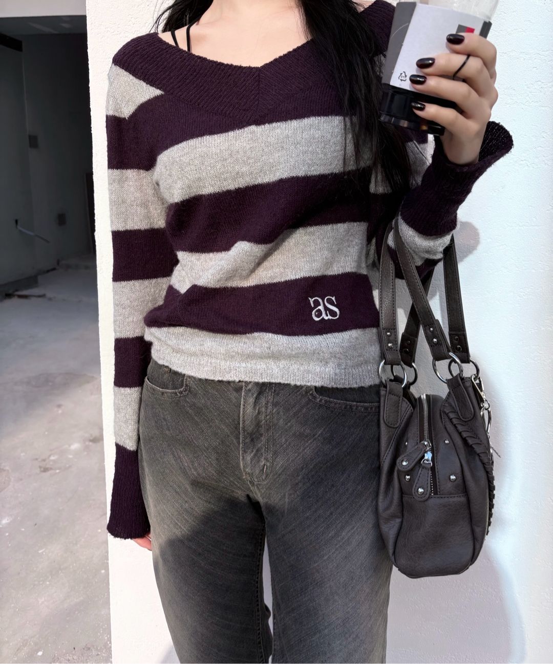 애즈온(ASON) PONY STRIPE KNIT / BLACK - 사이즈 & 후기 | 무신사