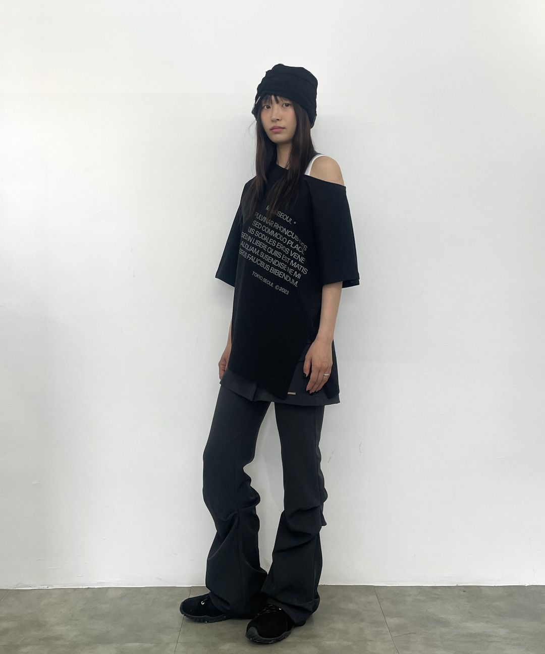 MUSINSA | MISEKI SEOUL Sheer turban beanie BLACK