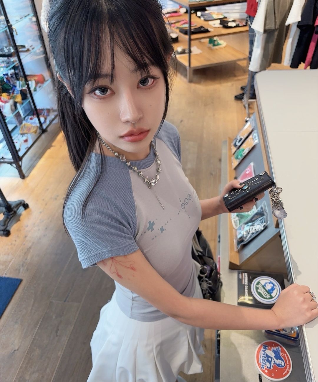 MUSINSA公式 | FLAREUP Muta Waffle Raglan T-Shirt (FL-154_Black)