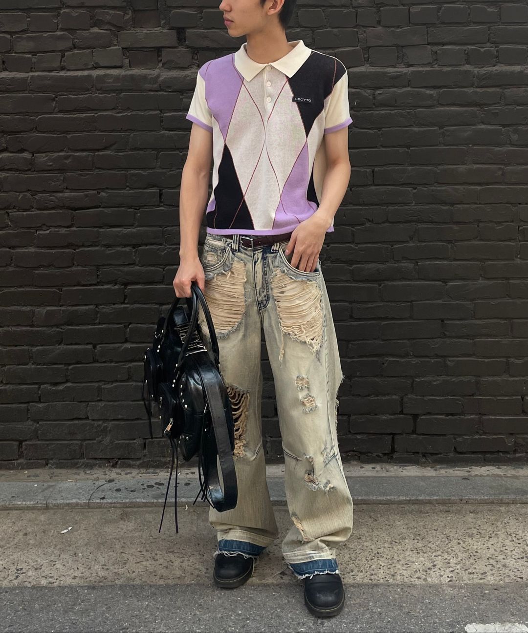 MUSINSA | LECYTO Destroyed Indigo Burst Denim Pants_[Blue]