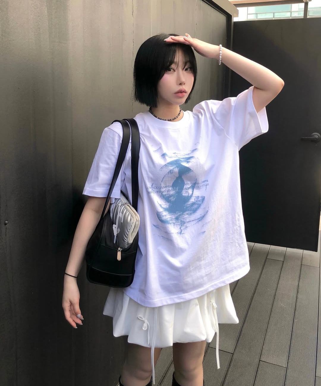 MUSINSA | SLOWACID Dune Wave Short Sleeve T-Shirt [White]