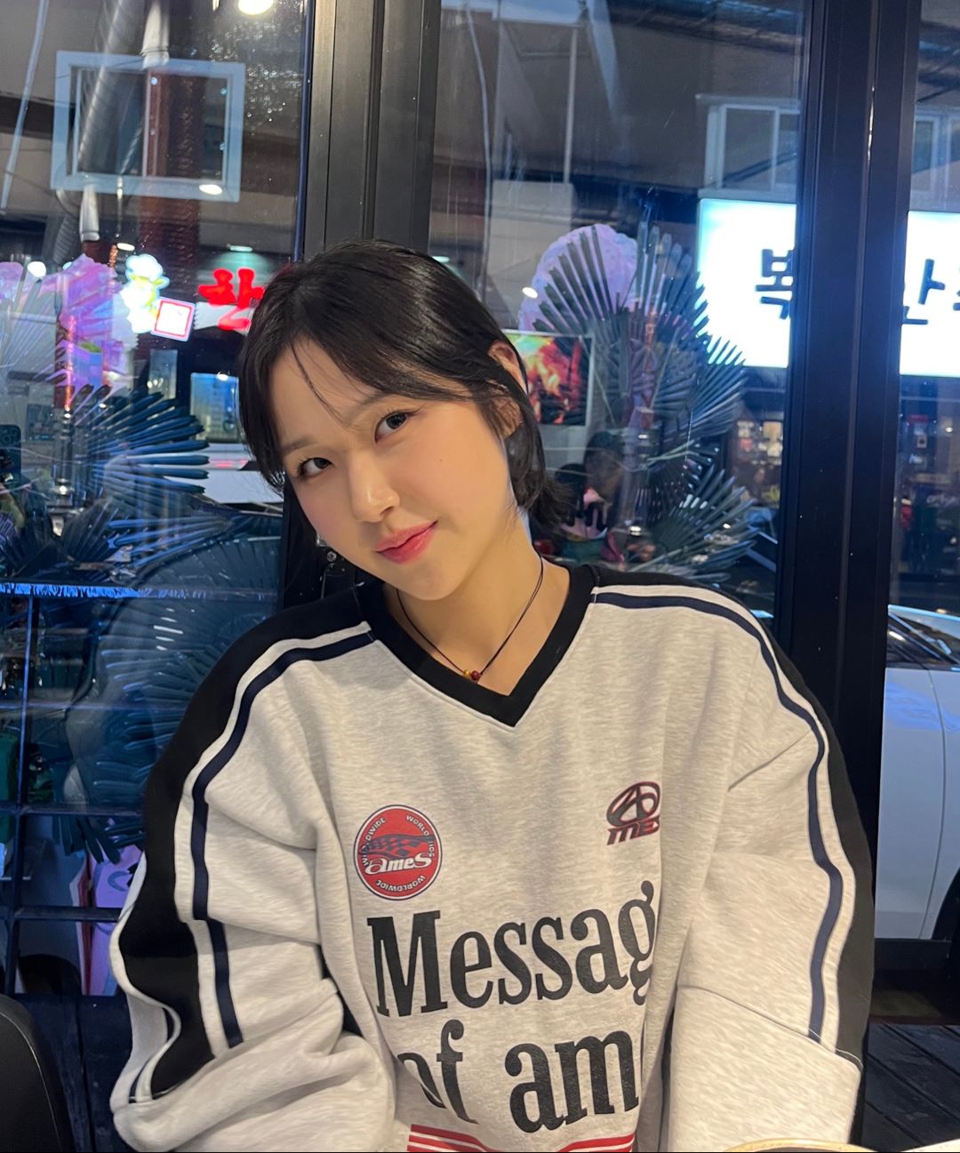 MUSINSA | AMES-WORLDWIDE V NECK UNIFORM SWEATSHIRT GREY
