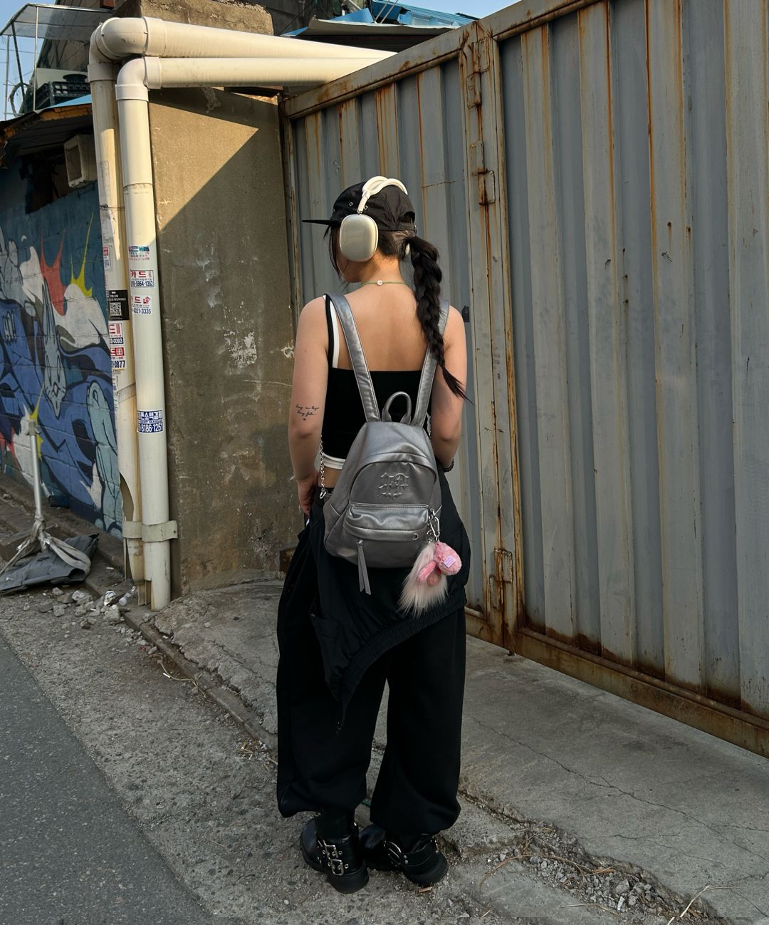 MUSINSA | BLACK PURPLE Shadow Chain Mini Backpack _Black
