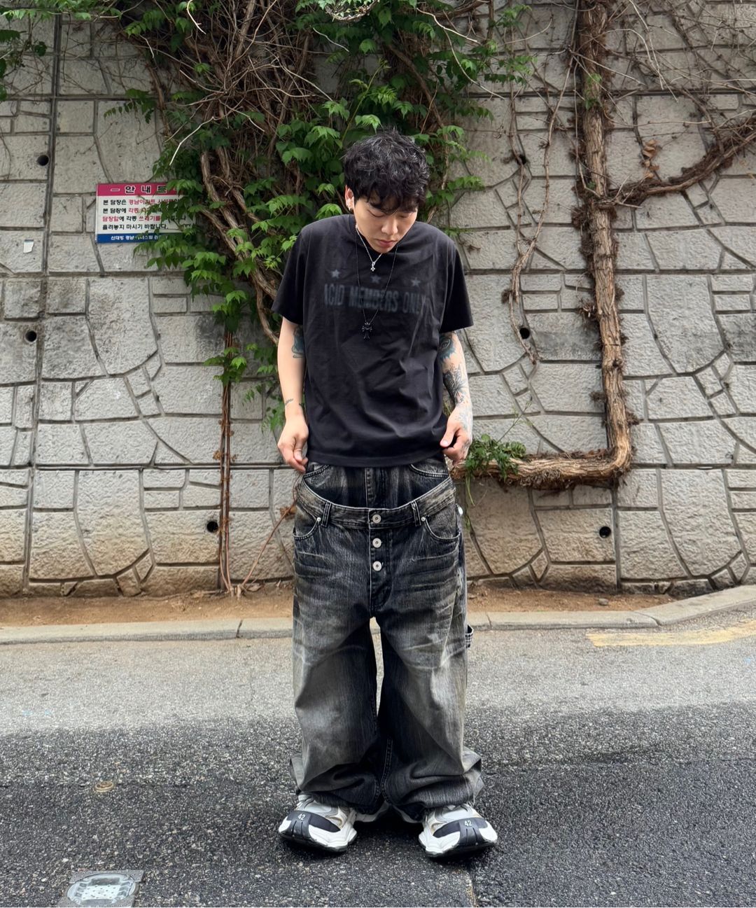 Tシャツ・カットソー [SLOW ACID] Washed Three Star Vintage Short Sleeve T-Shirt MUSINSA | SLOWACID Washed Three Star Vintage Short Sleeve T