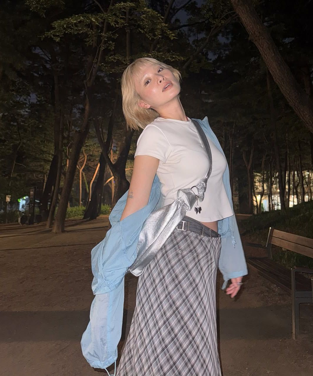 MUSINSA | ITZAVIBE CHECK LAYERED WRAP LONG SKIRT