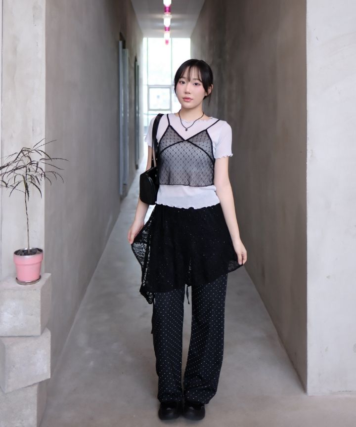 MUSINSA | CHICKS Uneven lace wrap skirt white