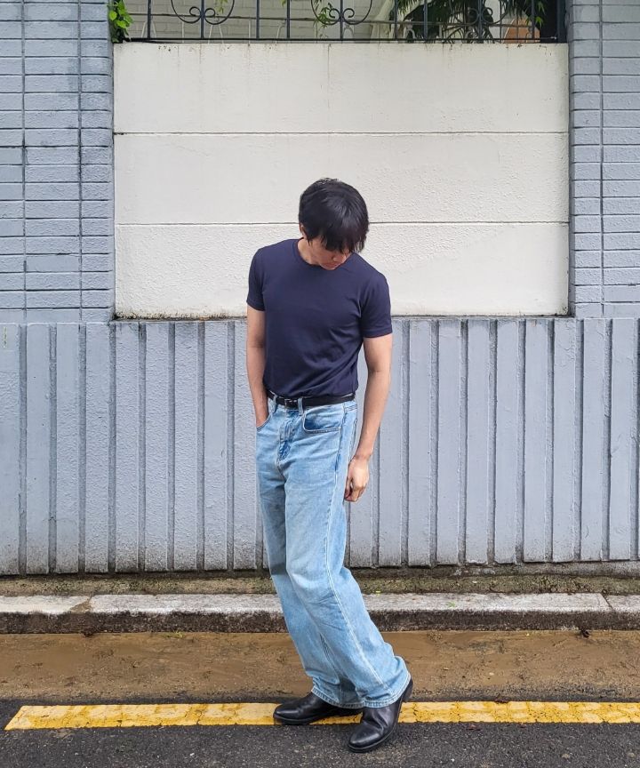 ★MUSINSA STANDARD★ Scrub washed wide denim pants grey MMEN Shop Pants at MUSINSA