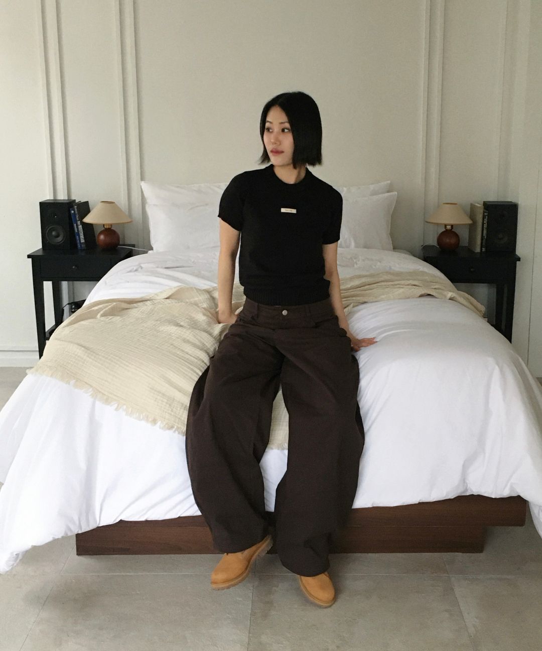 MUSINSA | ROCKCAKE 96 Applique Pants - Black
