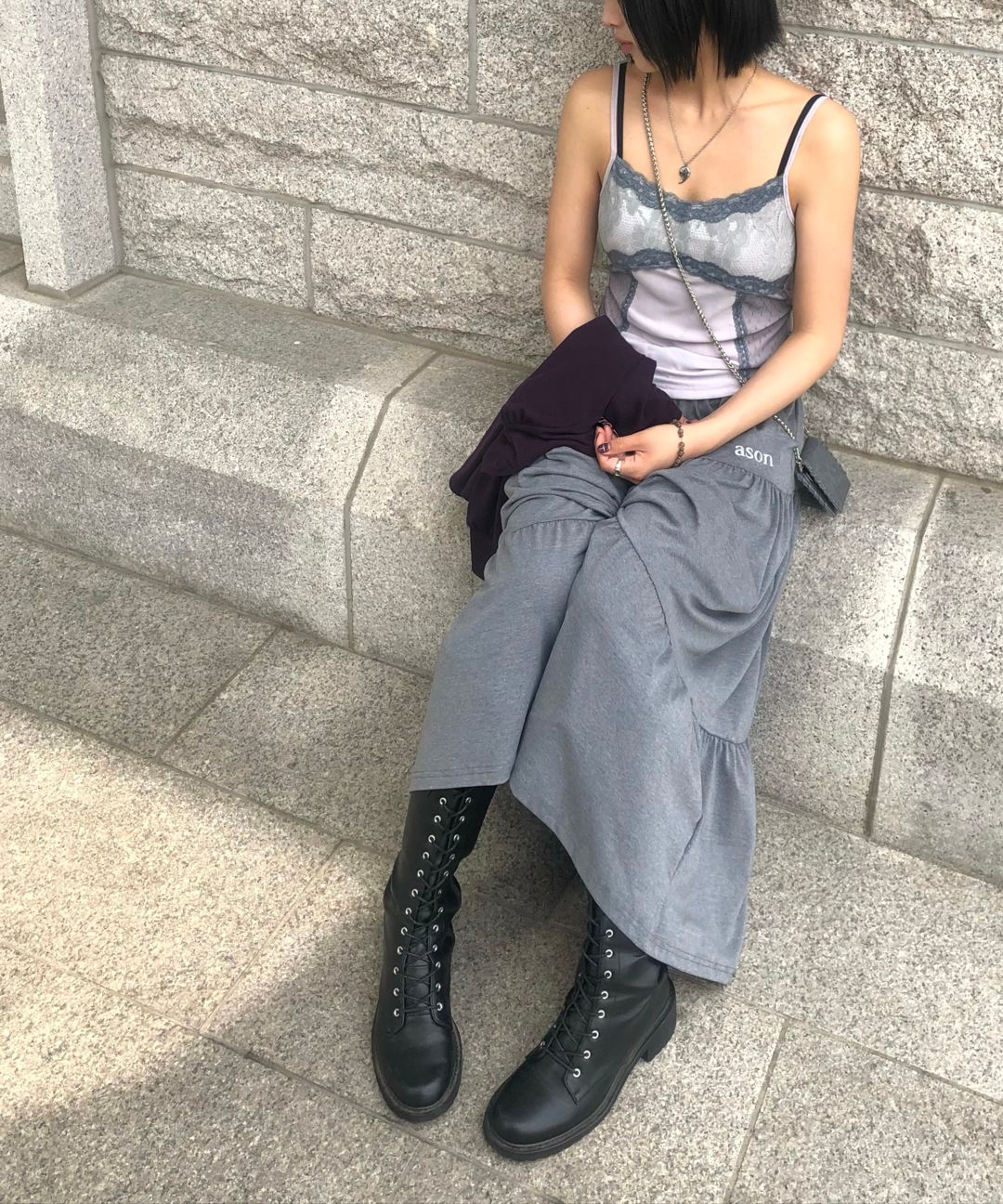 ★as''on★AMY LONG SKIRT / BLACK★正規品/韓国送料込 MUSINSA公式 | ASON AMY LONG SKIRT / BLACK