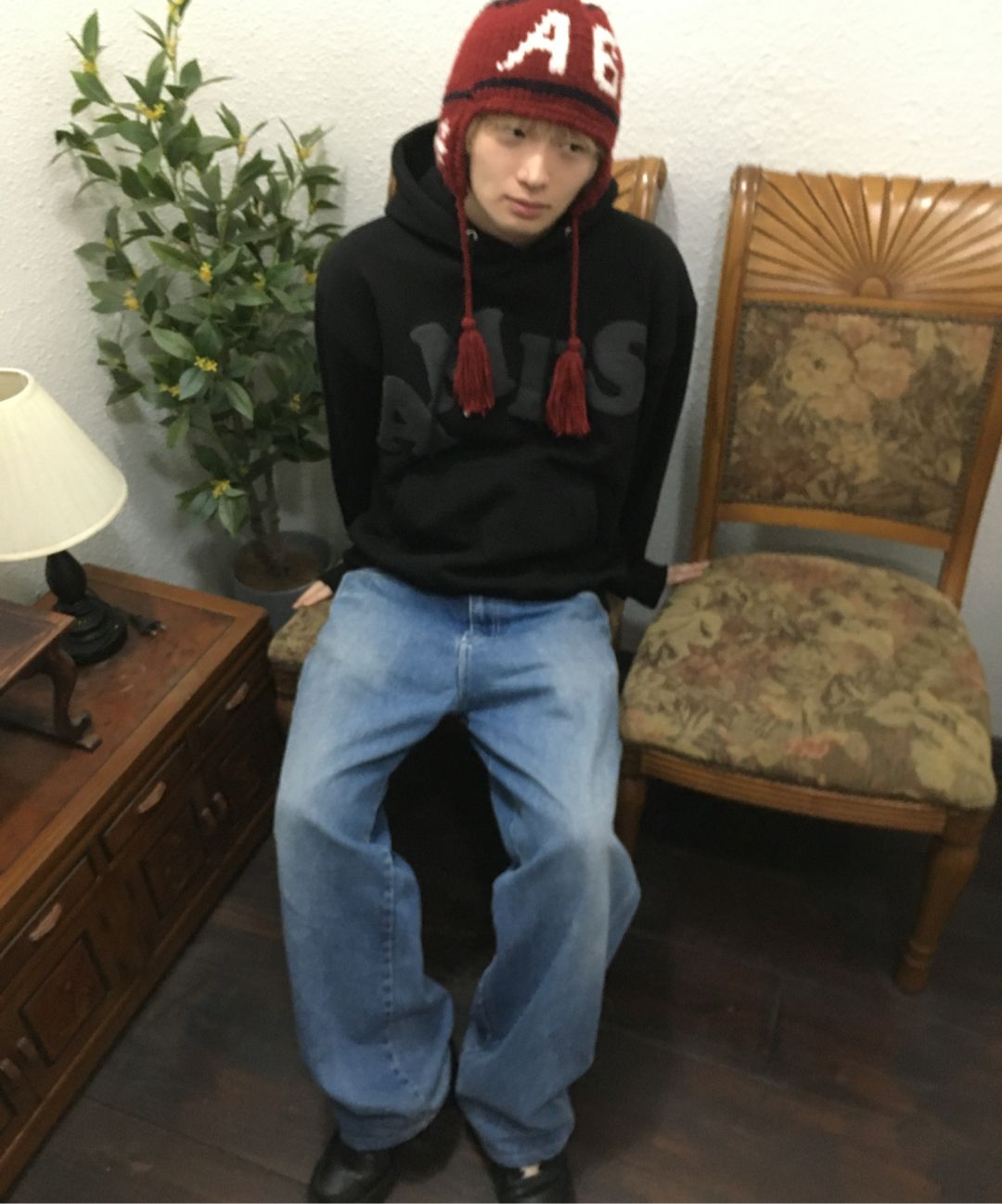 MUSINSA公式 | AMES-WORLDWIDE BIG TYPO HOODIE KHAKI